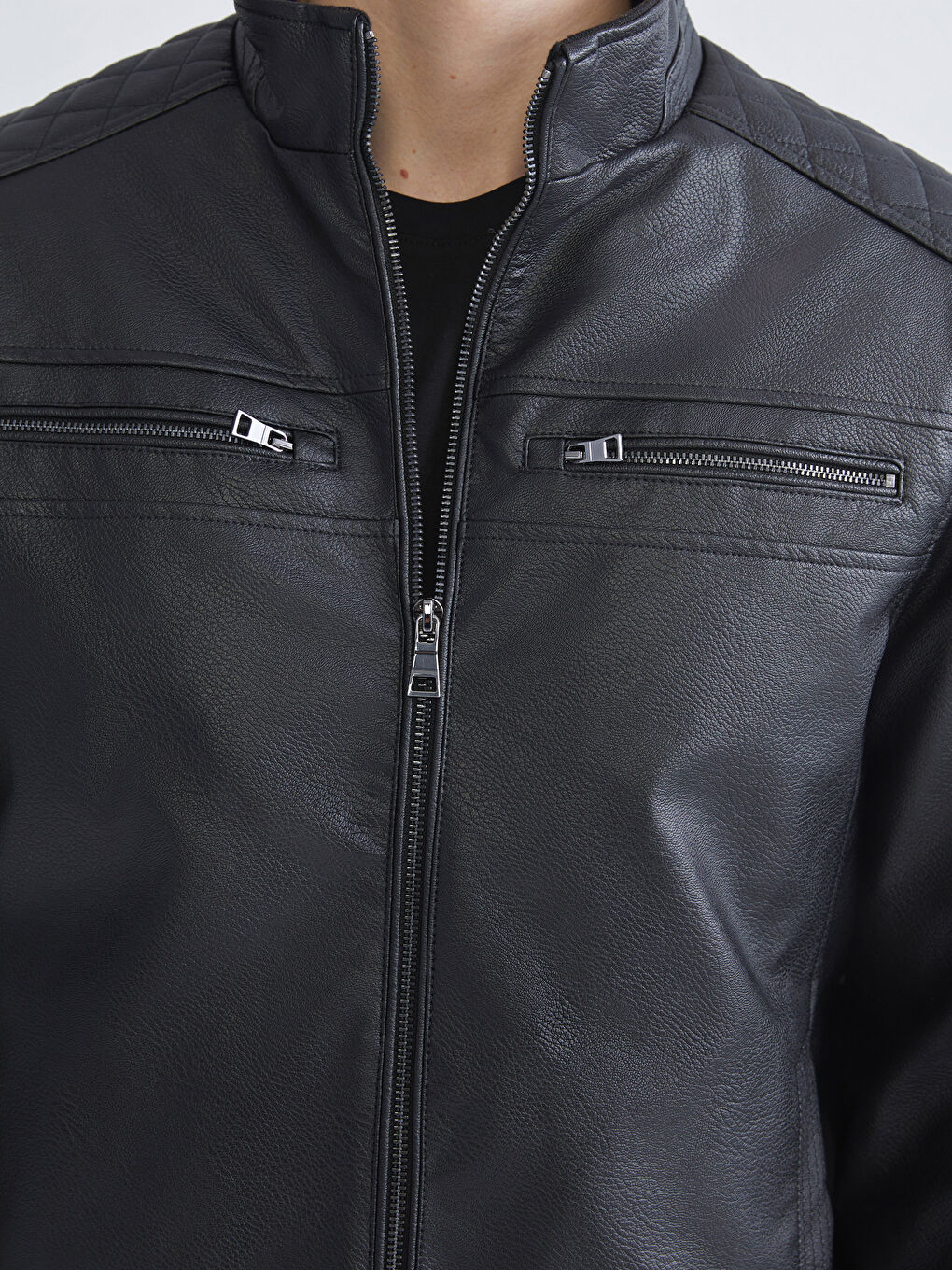 Стандартты пішім ерлерге арналған жасанды былғары күртке-2