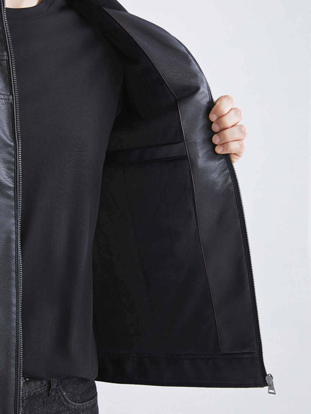 Стандартты пішім ерлерге арналған жасанды былғары күртке-3