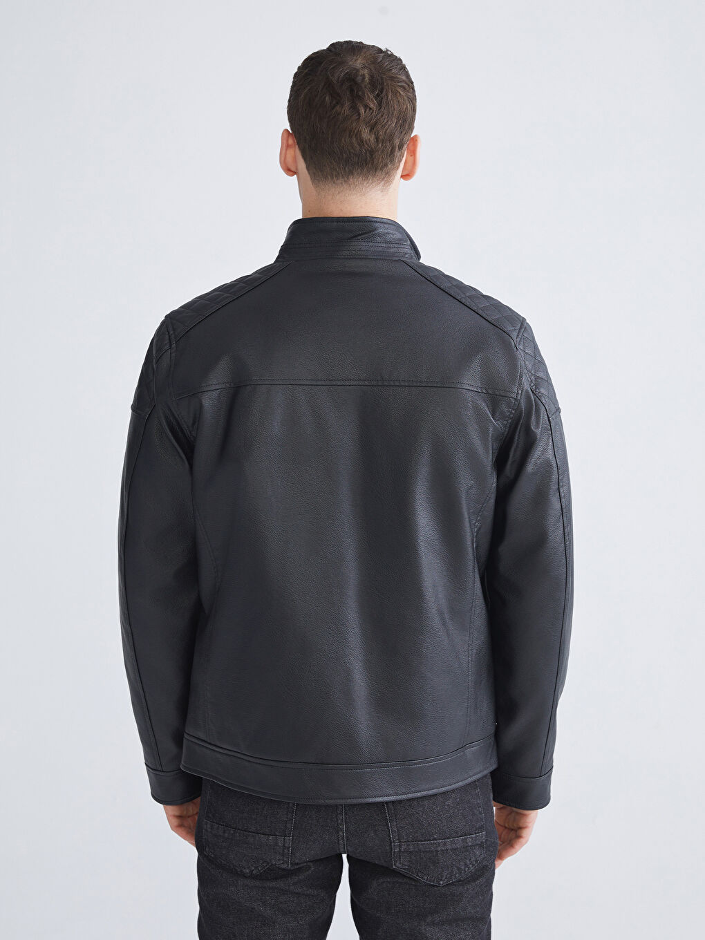 Стандартты пішім ерлерге арналған жасанды былғары күртке-4