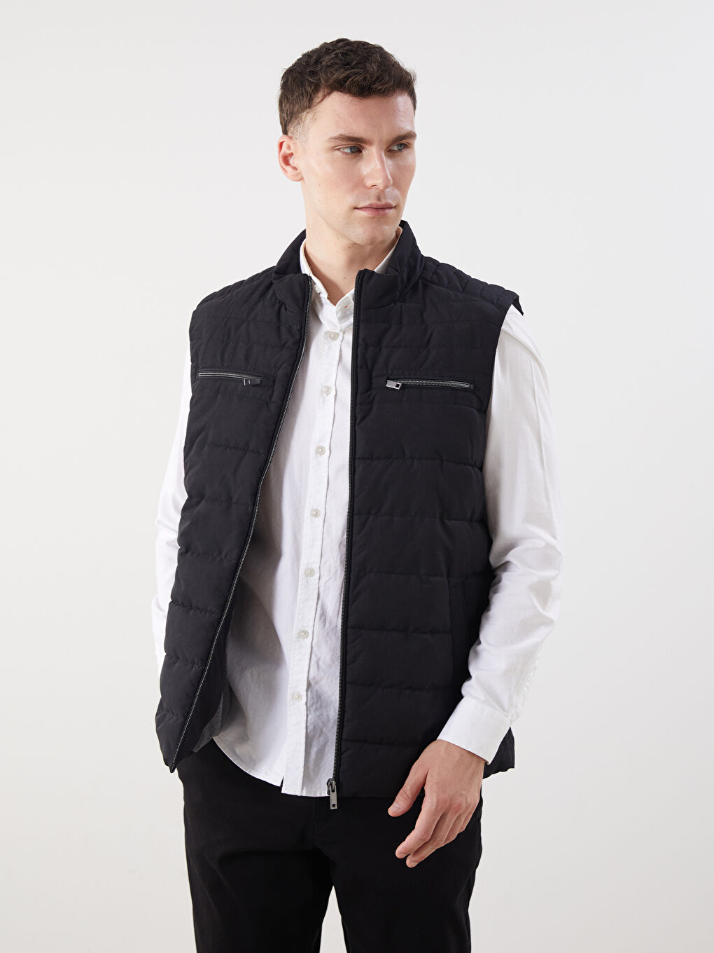 Standard Fit Funnel Neck Men's Puffer Gilet-1