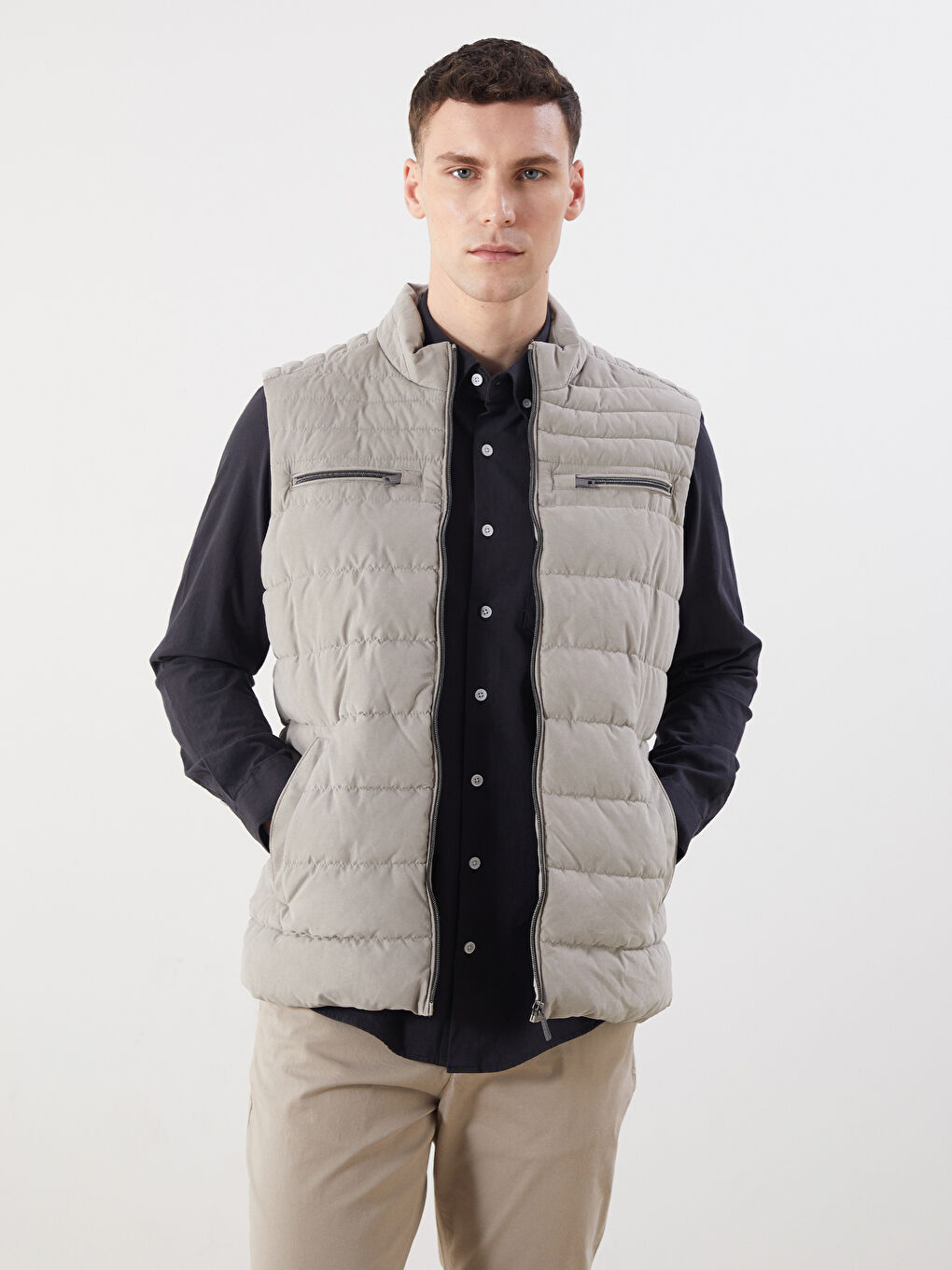 Standard Fit Funnel Neck Men's Puffer Gilet-1