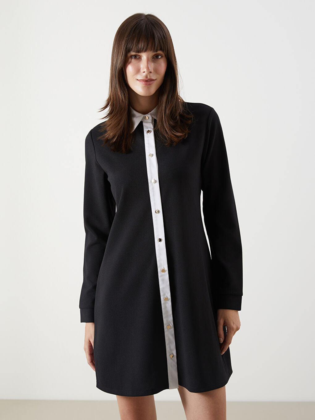 LCW Comfort Woman BLACK Shirt Dress -W54353Z8-CVL