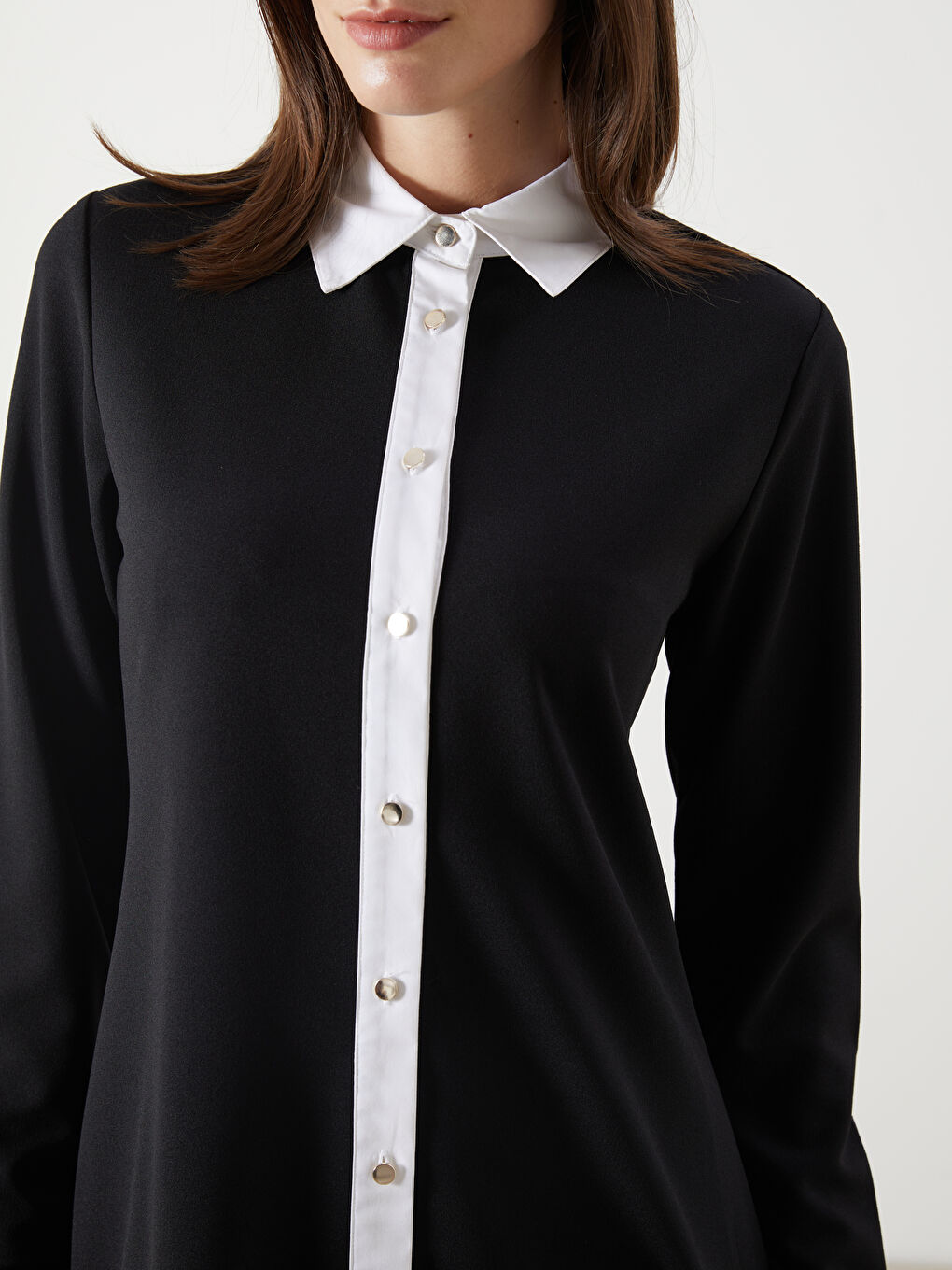 LCW Comfort Woman BLACK Shirt Dress -W54353Z8-CVL