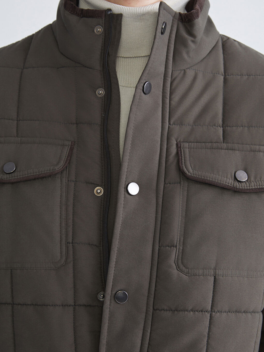 Lacivert Standart Kalıp Dik Yaka Erkek Şişme Mont-2