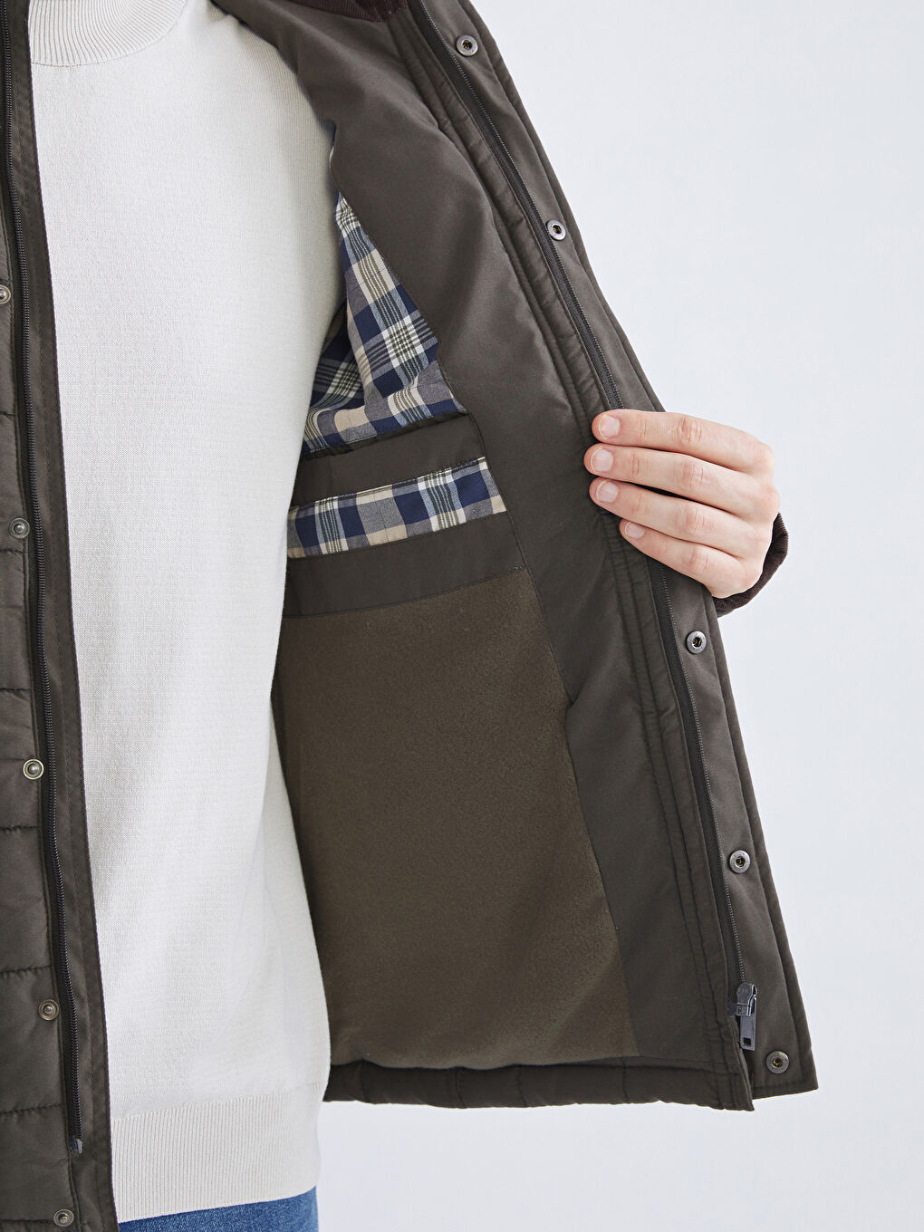 Lacivert Standart Kalıp Dik Yaka Erkek Şişme Mont-3