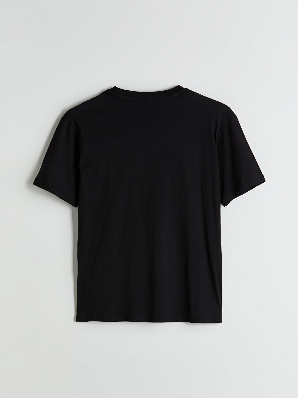 Siyah Bisiklet Yaka Baskılı Oversize Kadın Tişört-5