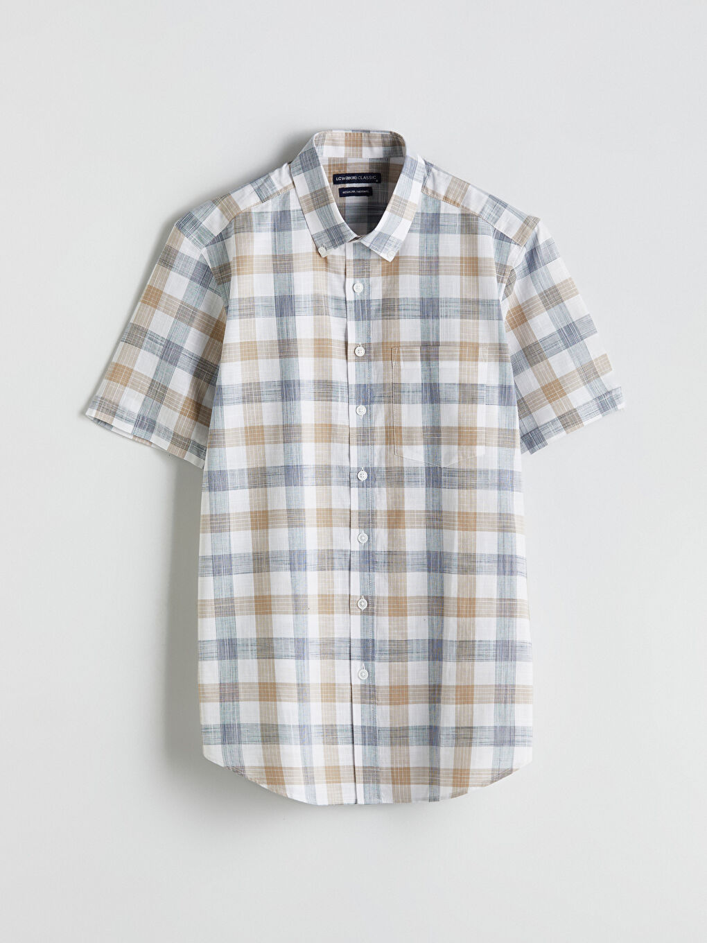 LCWAIKIKI Classic Regular Fit Short Sleeve Plaid Poplin Men's Shirt -W54363Z8-LKQ