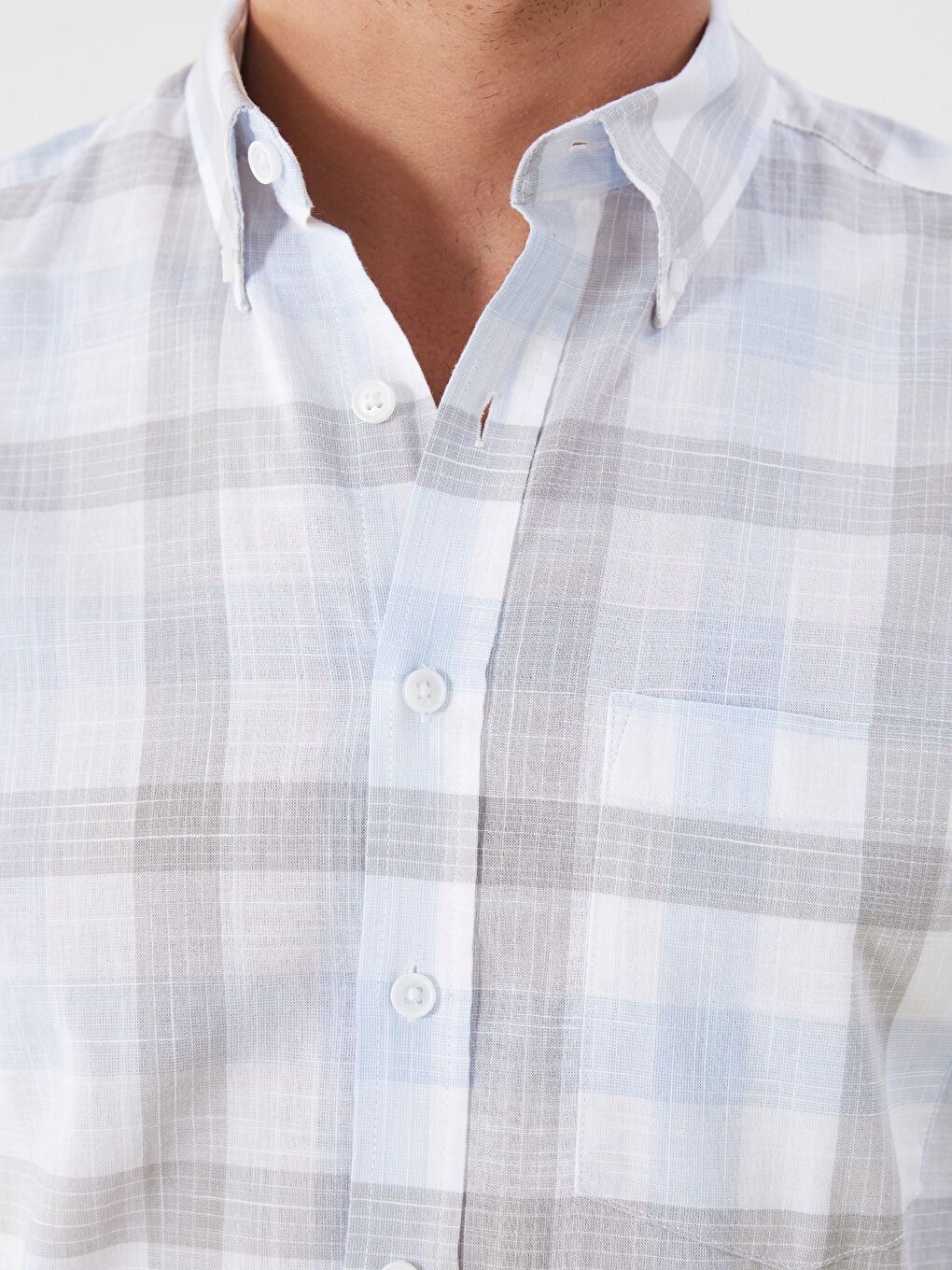 LCWAIKIKI Classic Regular Fit Short Sleeve Plaid Poplin Men's Shirt -W54363Z8-LLC