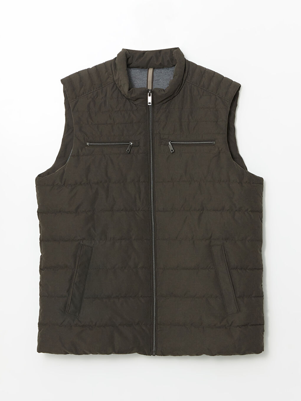 Haki Standart Kalıp Dik Yaka Erkek Şişme Yelek-6