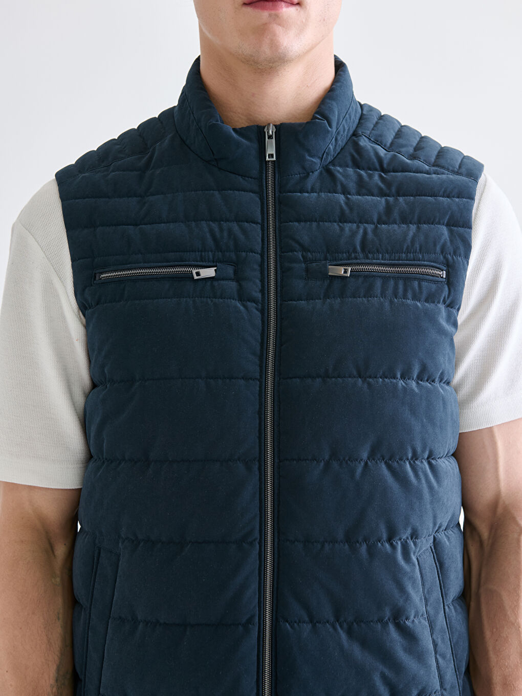 Standard Fit Funnel Neck Men's Puffer Gilet-2