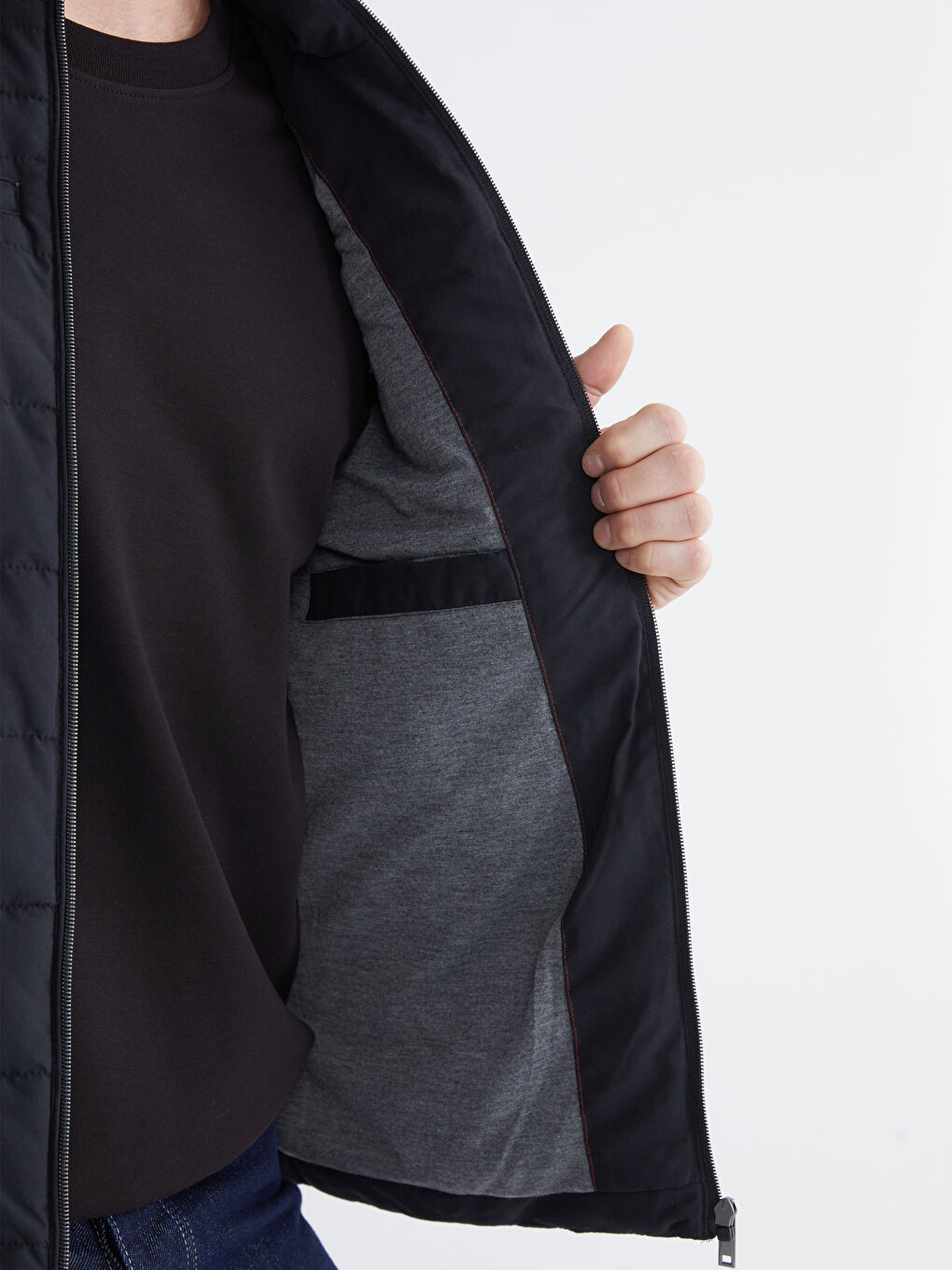 Siyah Standart Kalıp Dik Yaka Erkek Şişme Yelek-3