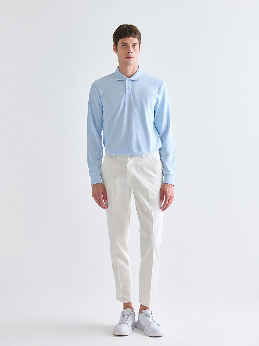 Polo Neck Long Sleeve Pique Men's T-Shirt-1