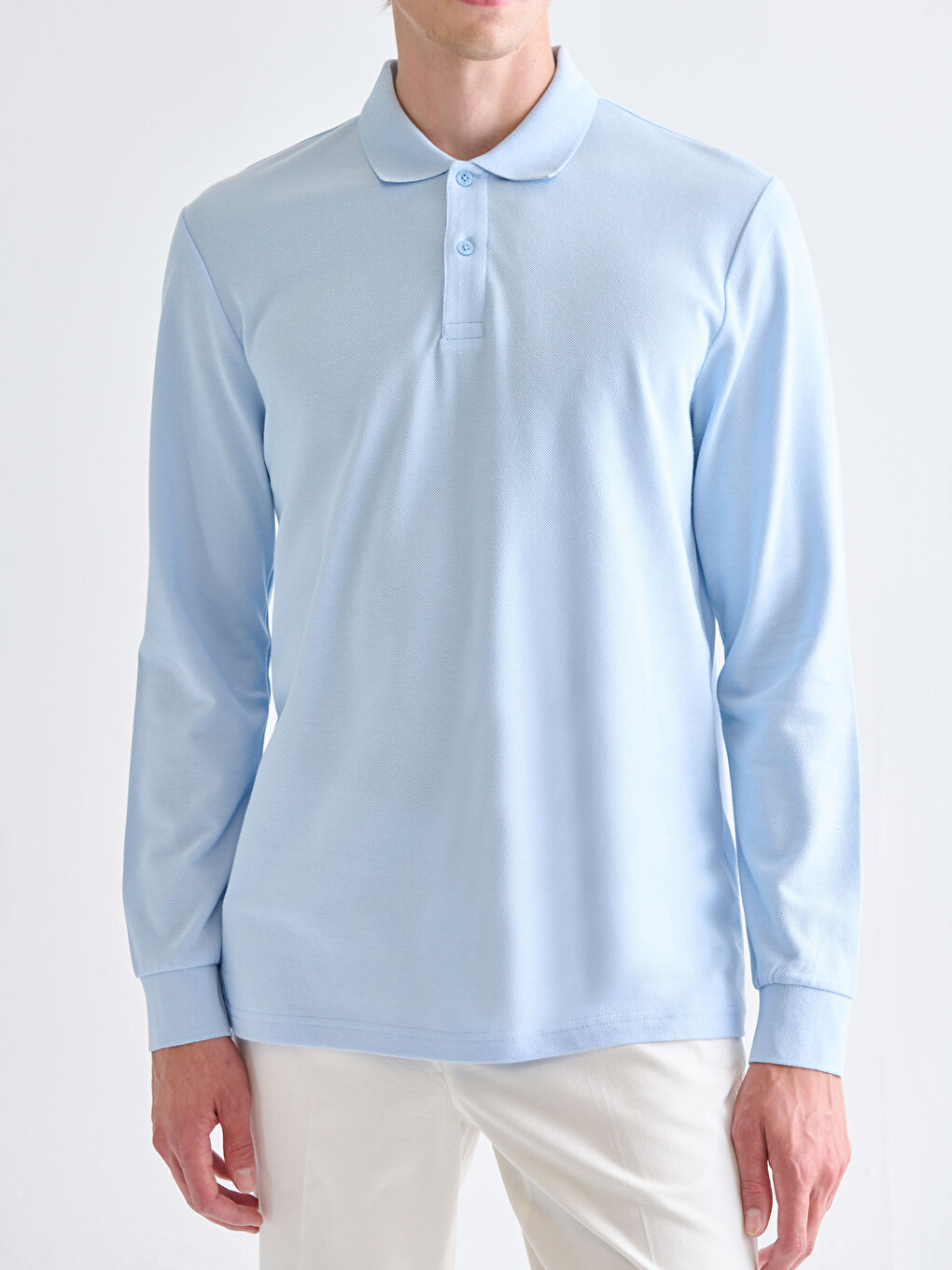 Polo Neck Long Sleeve Pique Men's T-Shirt-2