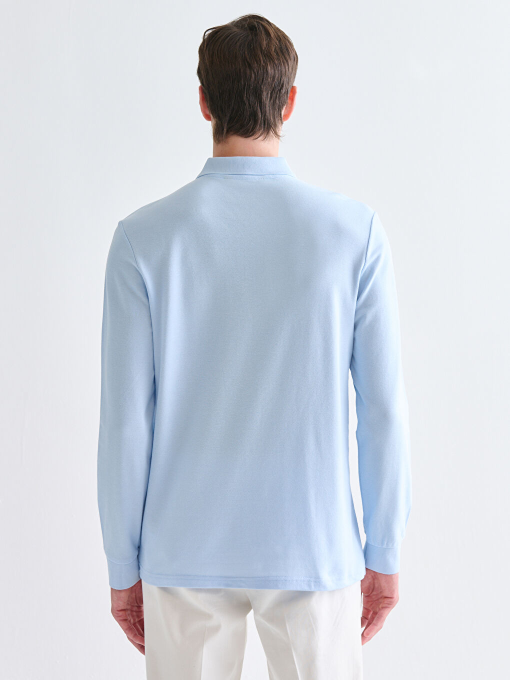 Polo Neck Long Sleeve Pique Men's T-Shirt-3