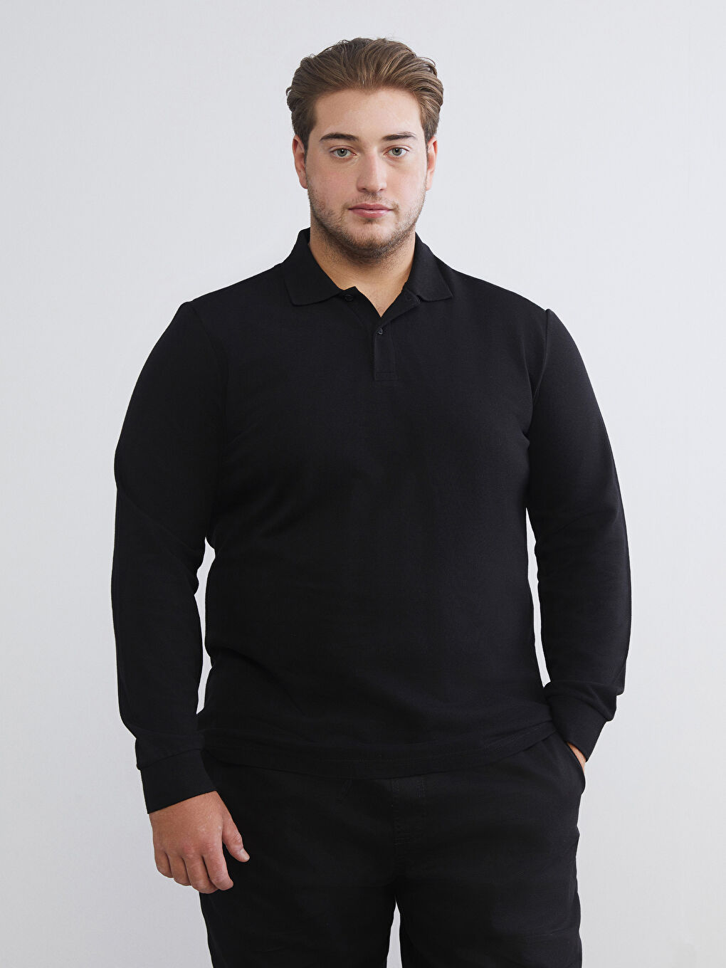 Polo Neck Long Sleeve Pique Men's T-Shirt-2