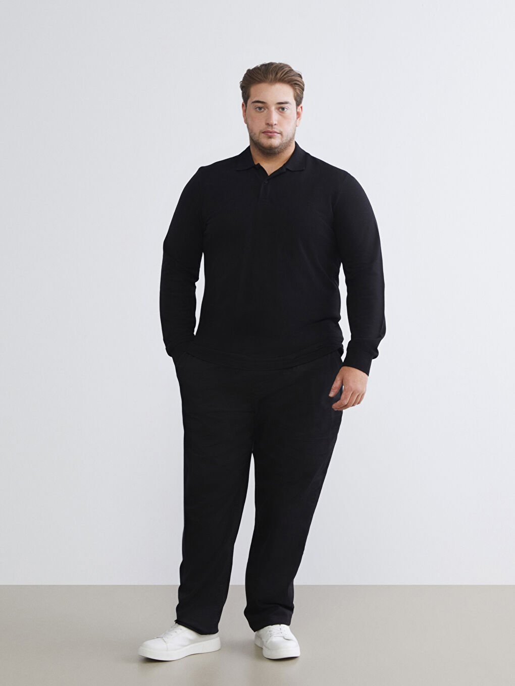 Polo Neck Long Sleeve Pique Men's T-Shirt-9