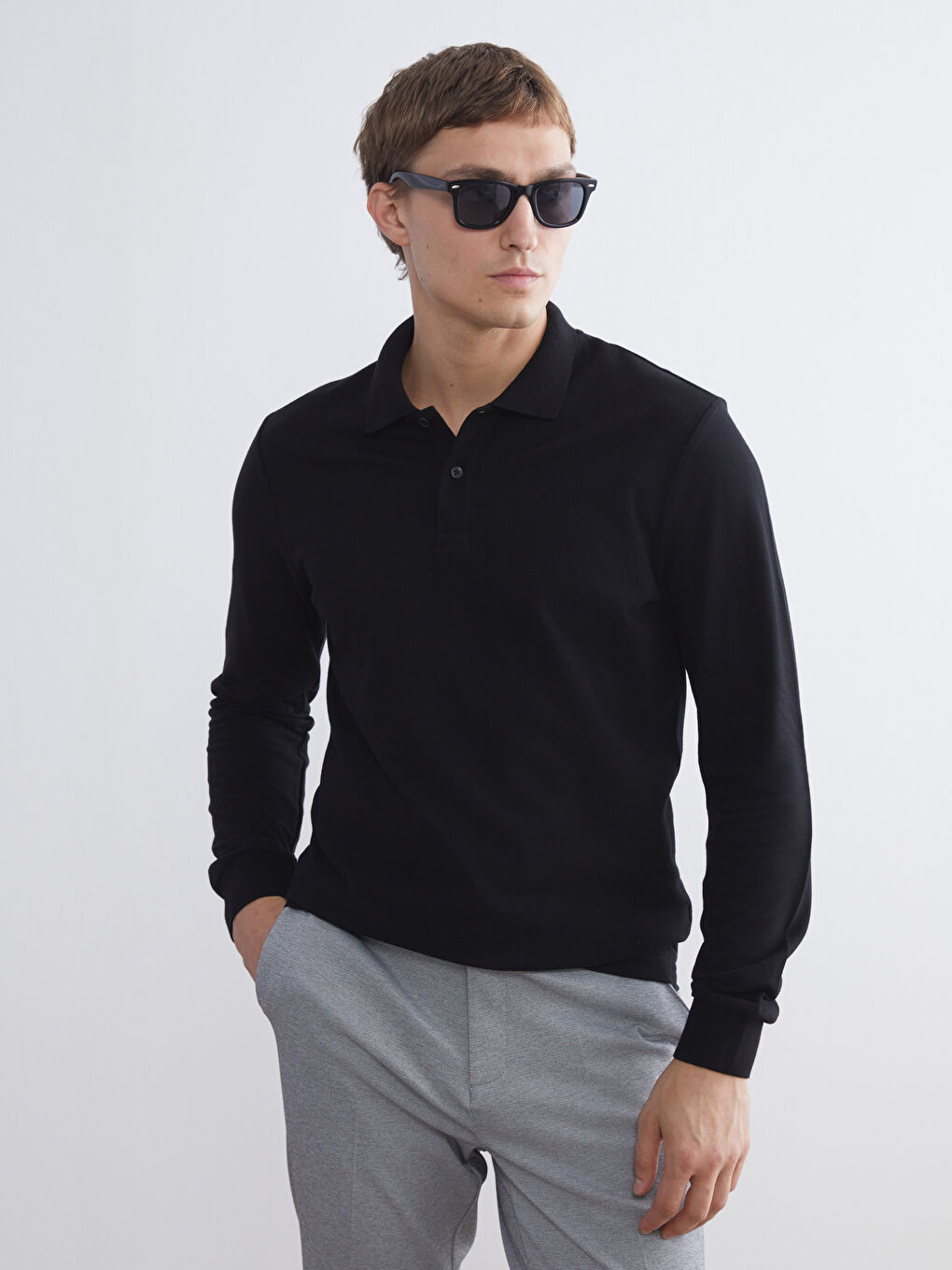 LCWAIKIKI Classic Μακρυμάνικο Πικέ T-Shirt Ζιβάγκο για Άνδρες -W54371Z8-CVL