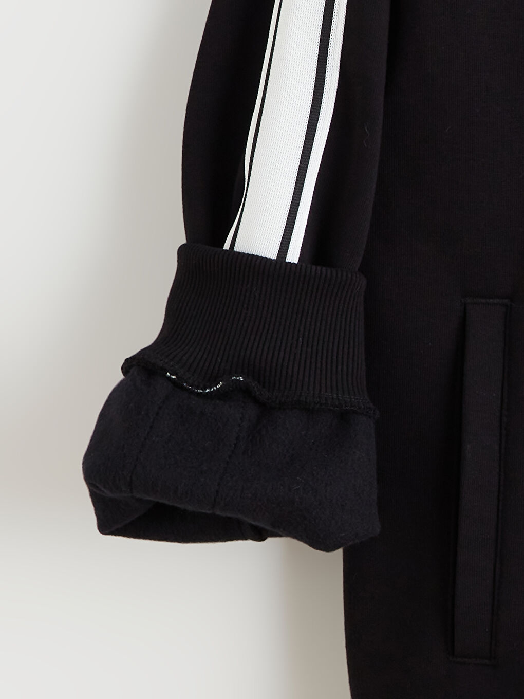 Siyah Dik Yaka Uzun Kollu Erkek Fermuarlı Sweatshirt-5