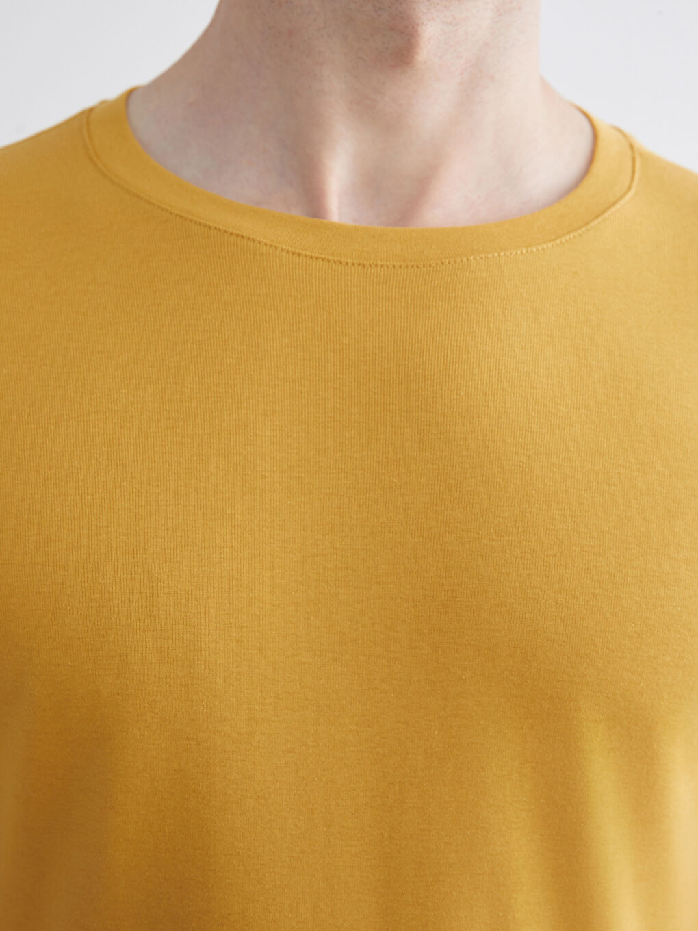 Sarı Bisiklet Yaka Basic Uzun Kollu Erkek Tişört-2