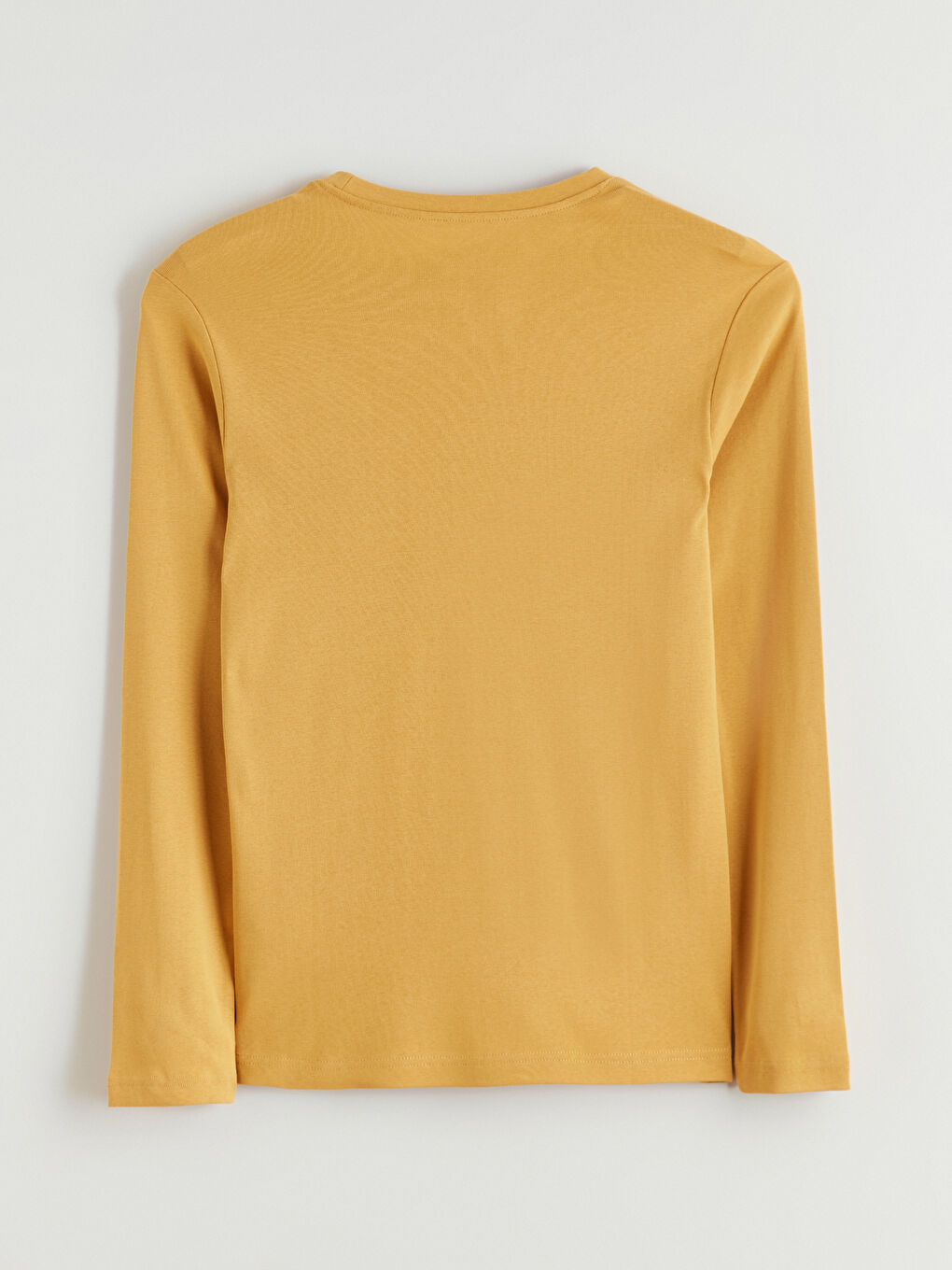 Sarı Bisiklet Yaka Basic Uzun Kollu Erkek Tişört-5