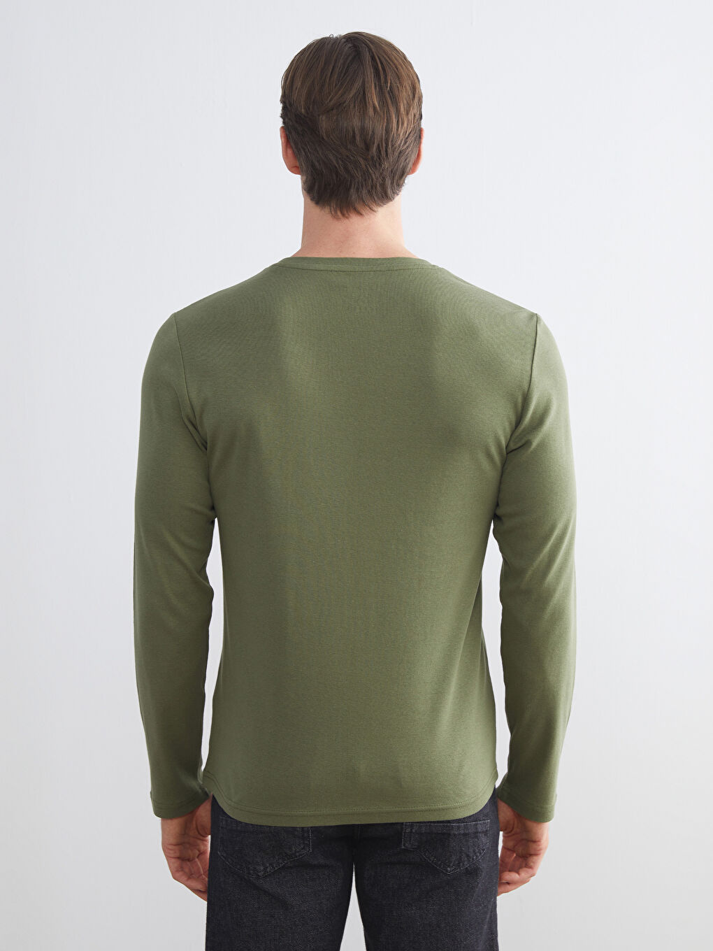 Crew Neck Basic Long Sleeve Men's T-shirt-3