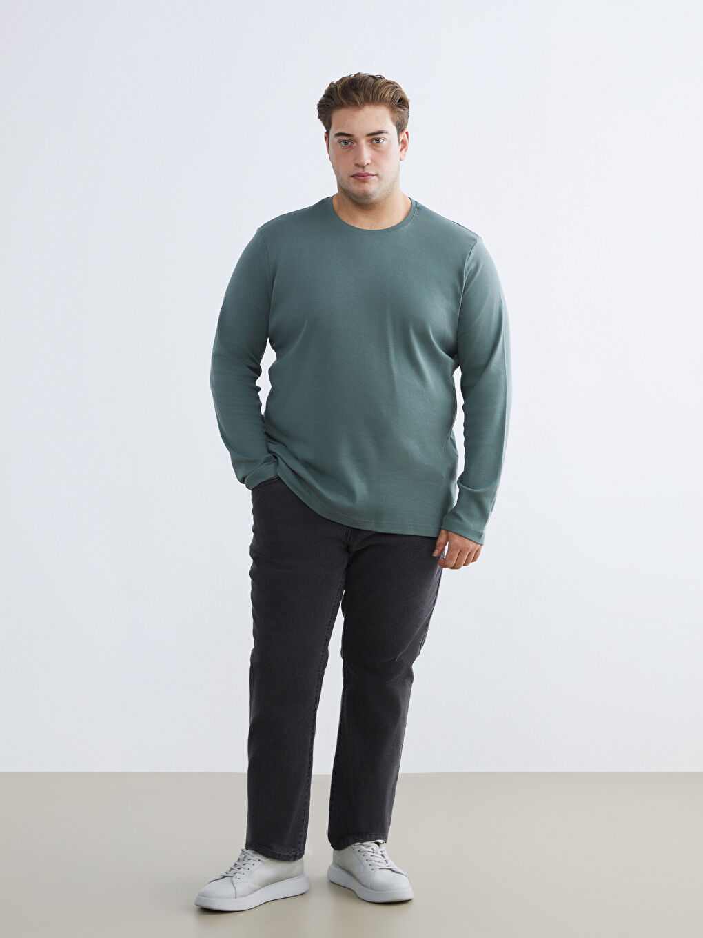 Футболка с длинным рукавом и круглым вырезом для мужчин-5