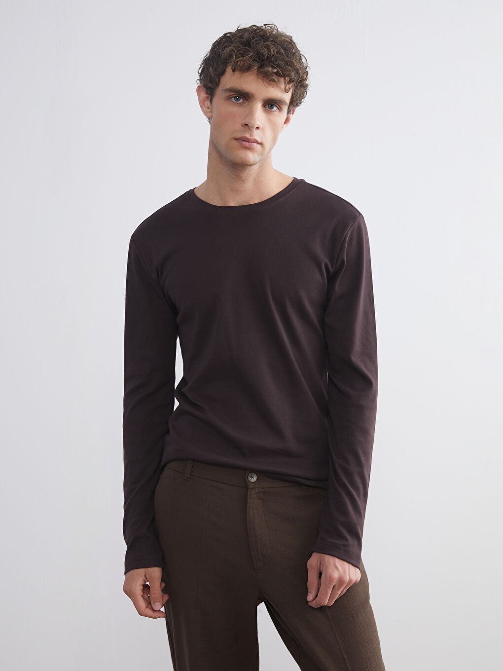 Crew Neck Basic Long Sleeve Men's T-shirt