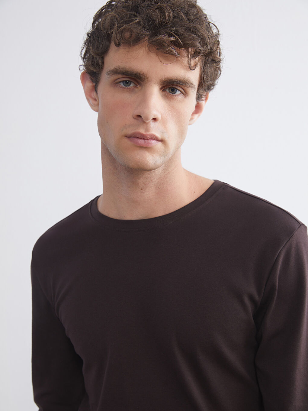 Crew Neck Basic Long Sleeve Men's T-shirt-2