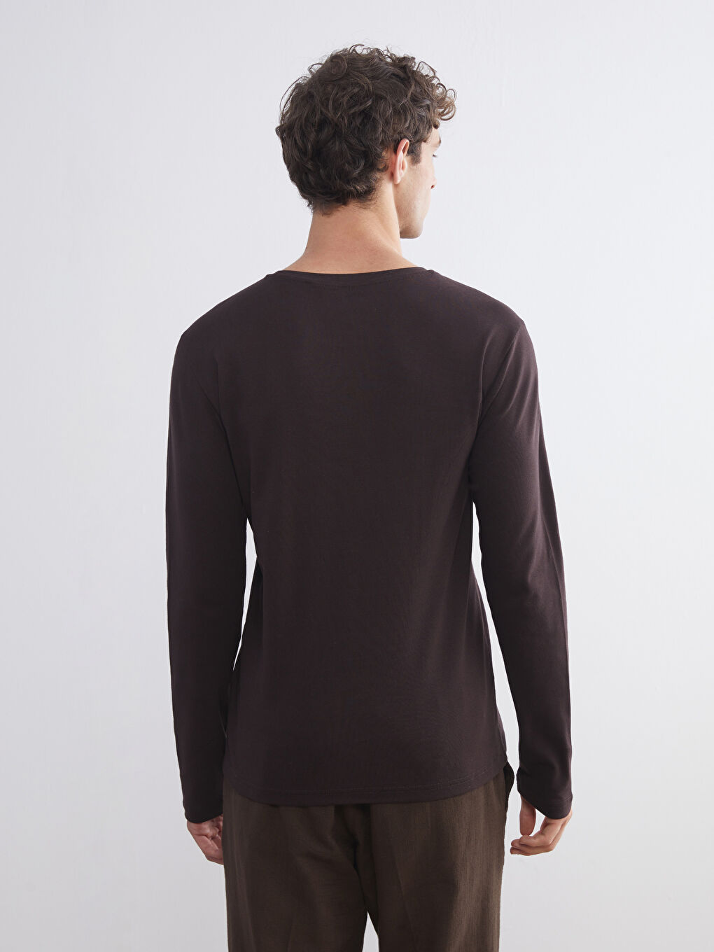 Crew Neck Basic Long Sleeve Men's T-shirt-3