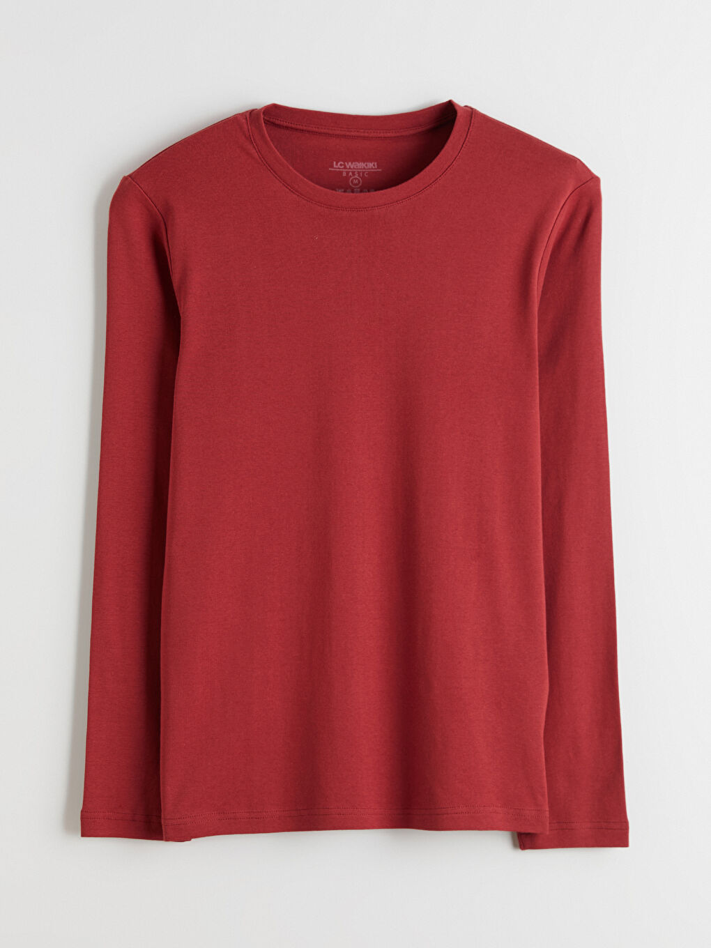 Bordo Bisiklet Yaka Basic Uzun Kollu Erkek Tişört-4