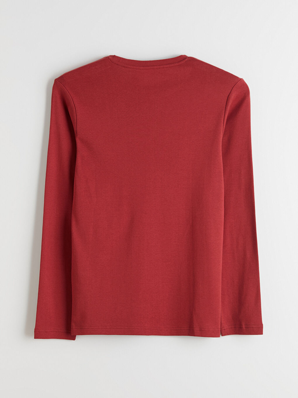 Bordo Bisiklet Yaka Basic Uzun Kollu Erkek Tişört-5