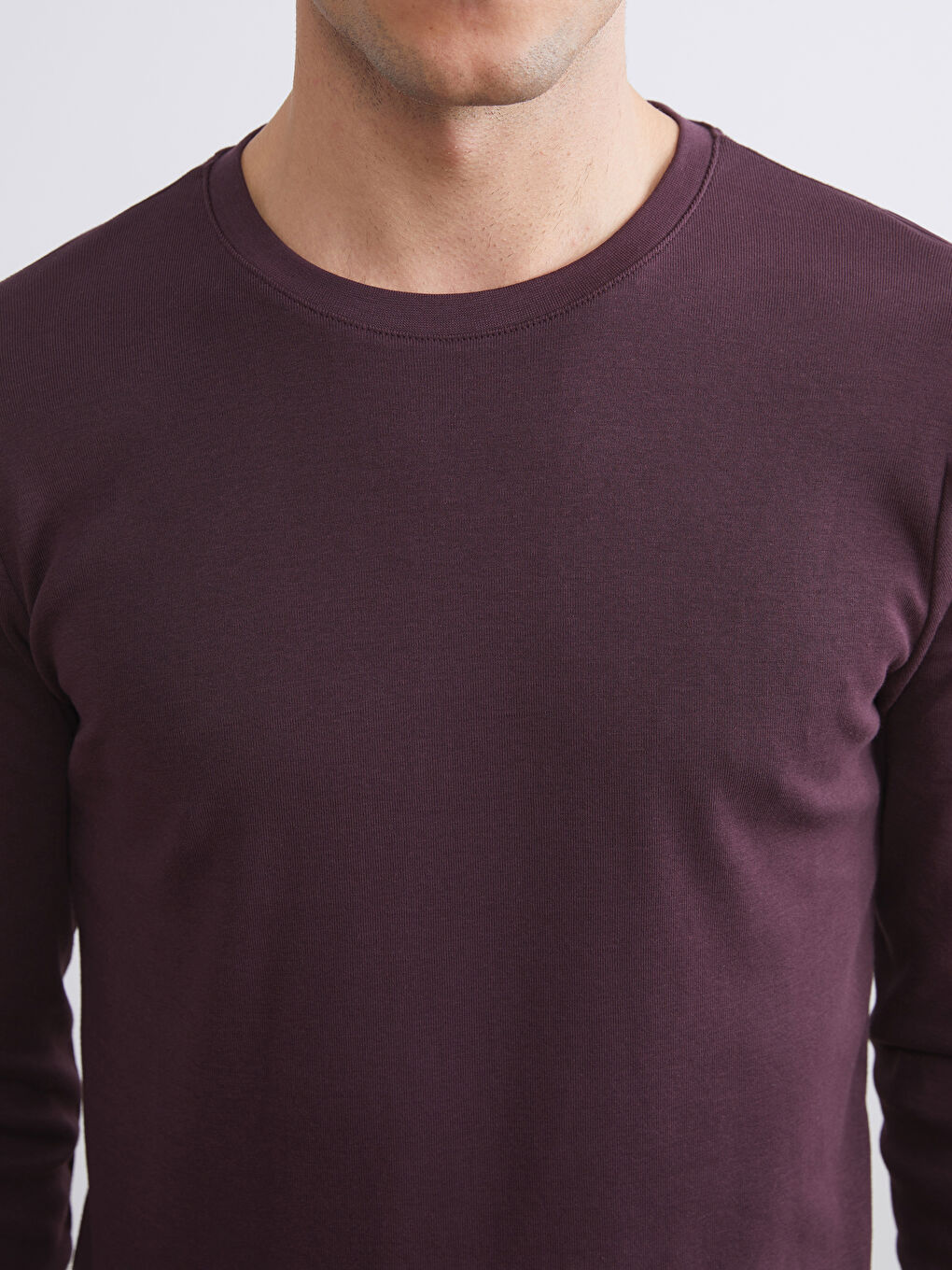 Mürdüm Bisiklet Yaka Basic Uzun Kollu Erkek Tişört-2