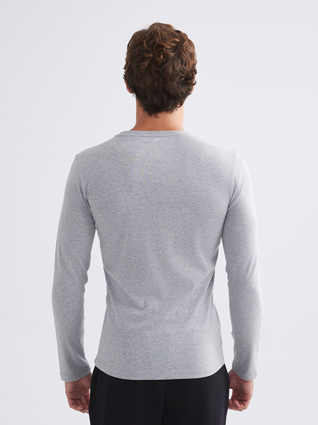 Crew Neck Basic Long Sleeve Men's T-shirt-3