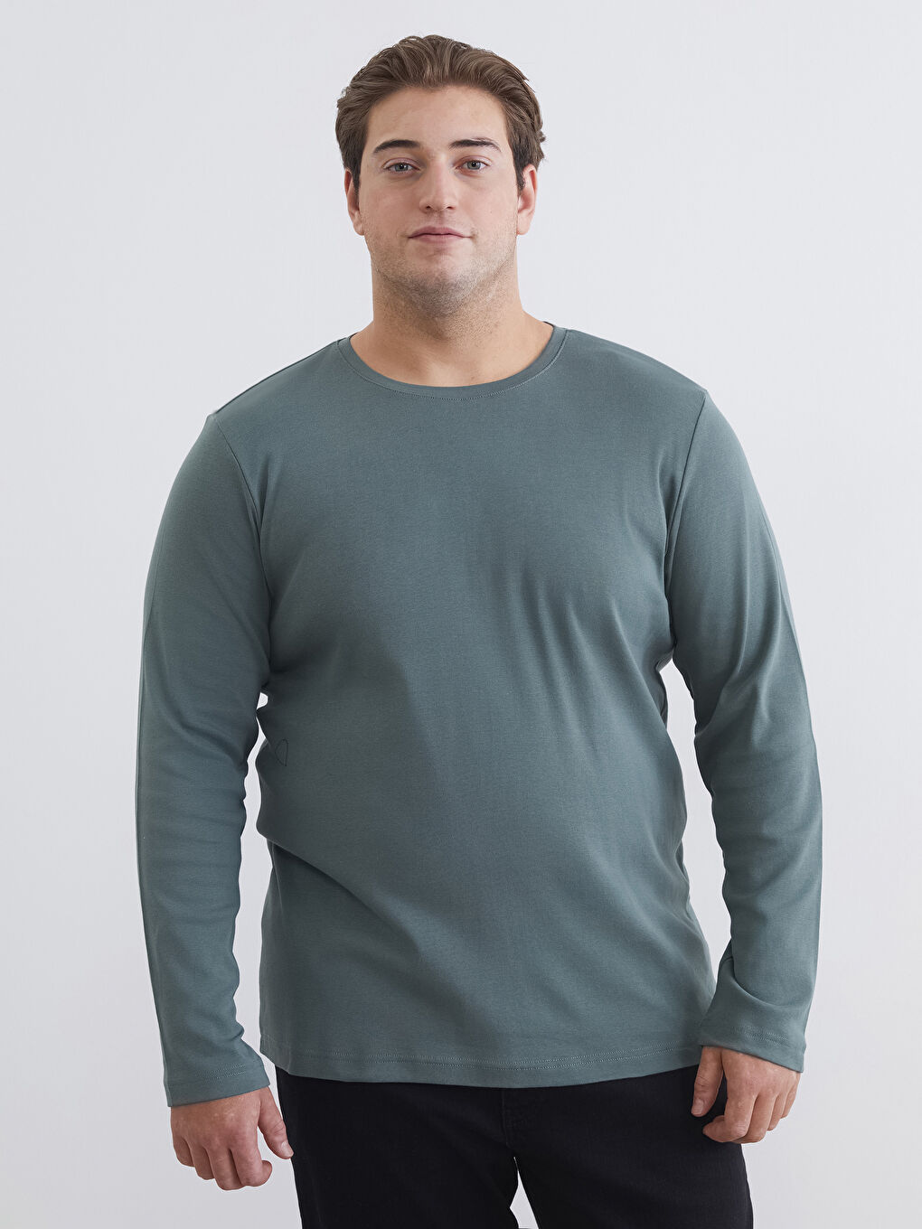 T-shirt à Manches Longues Basique Col Rond pour Hommes-2