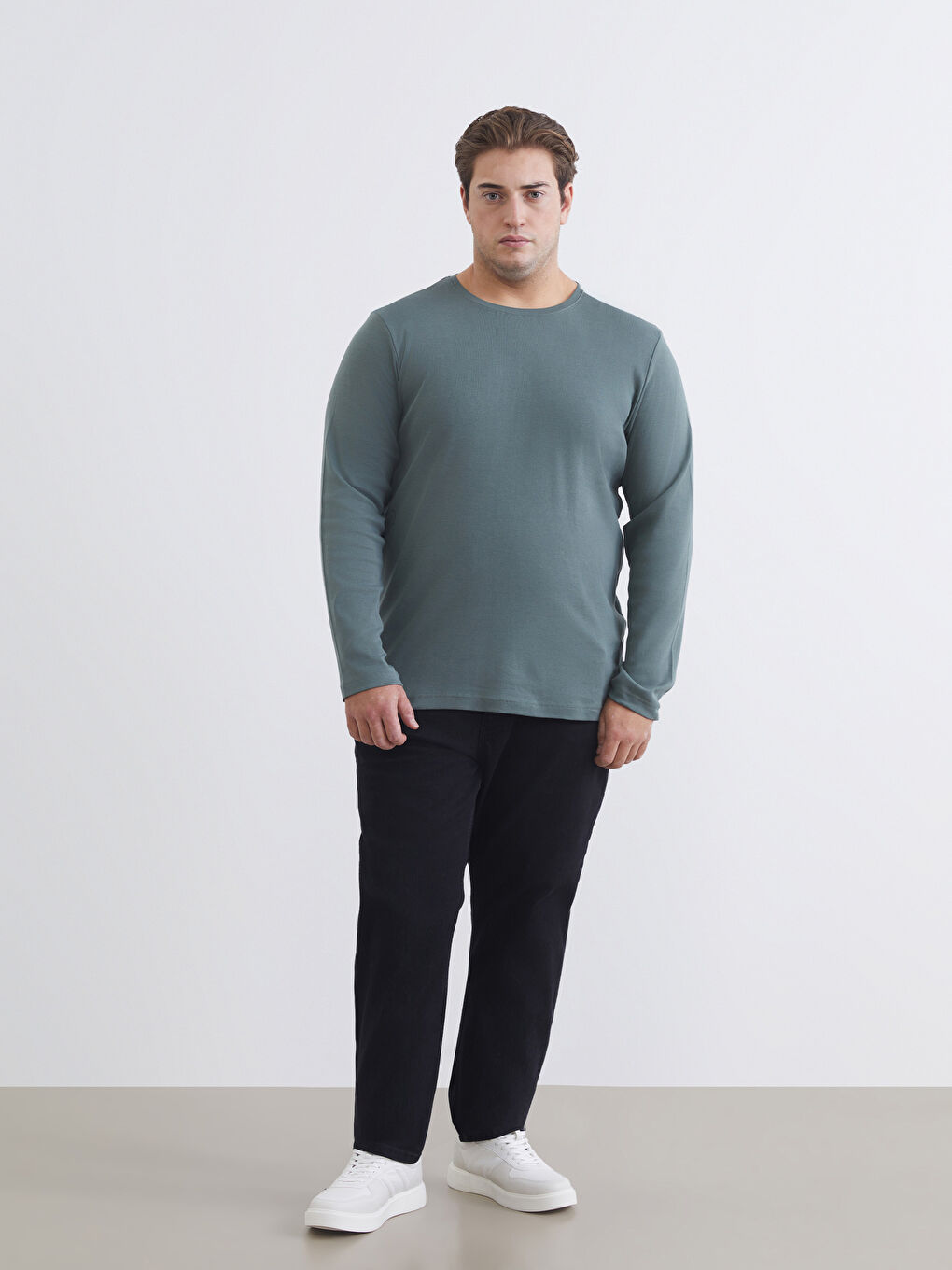 T-shirt à Manches Longues Basique Col Rond pour Hommes-6