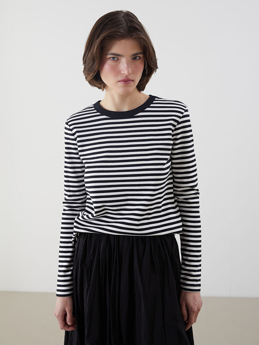 LCW Vision Crew Neck Striped Women's T-Shirt -W54381Z8-LEG