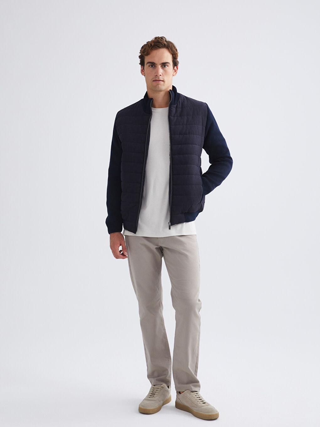 Regular Fit Funnel Neck Men's Knitwear Coat-1