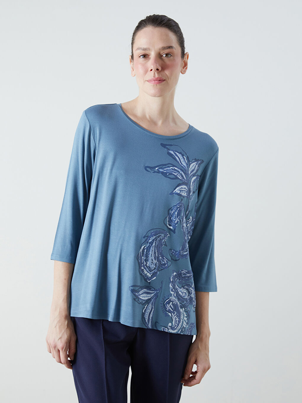 LCW Grace Crew Neck Floral Women's T-Shirt -W54385Z8-R2E