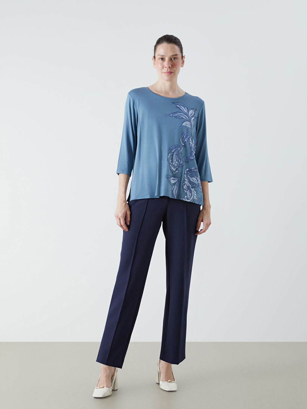 LCW Grace Crew Neck Floral Women's T-Shirt -W54385Z8-R2E