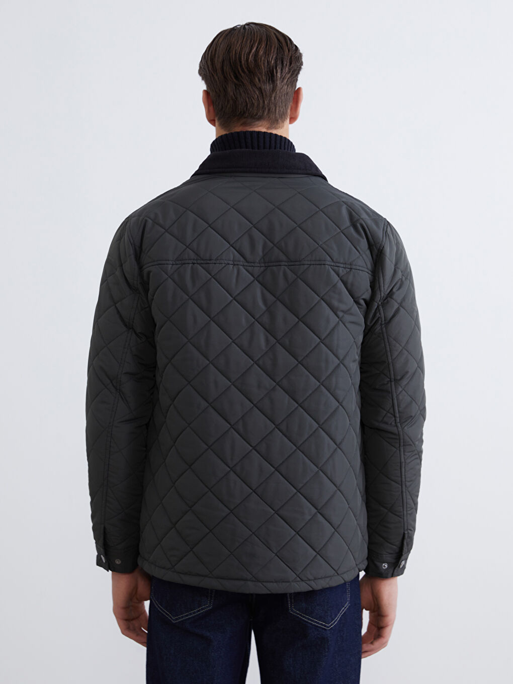 Haki Kadife Yaka Kapitoneli Erkek Mont-5