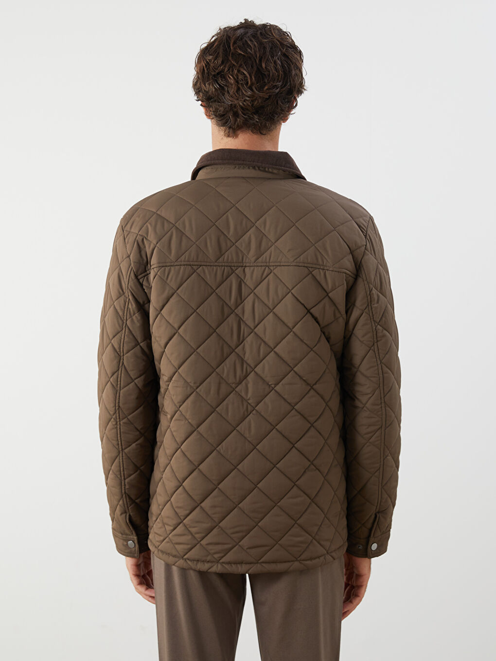 Haki Kadife Yaka Kapitoneli Erkek Mont-4