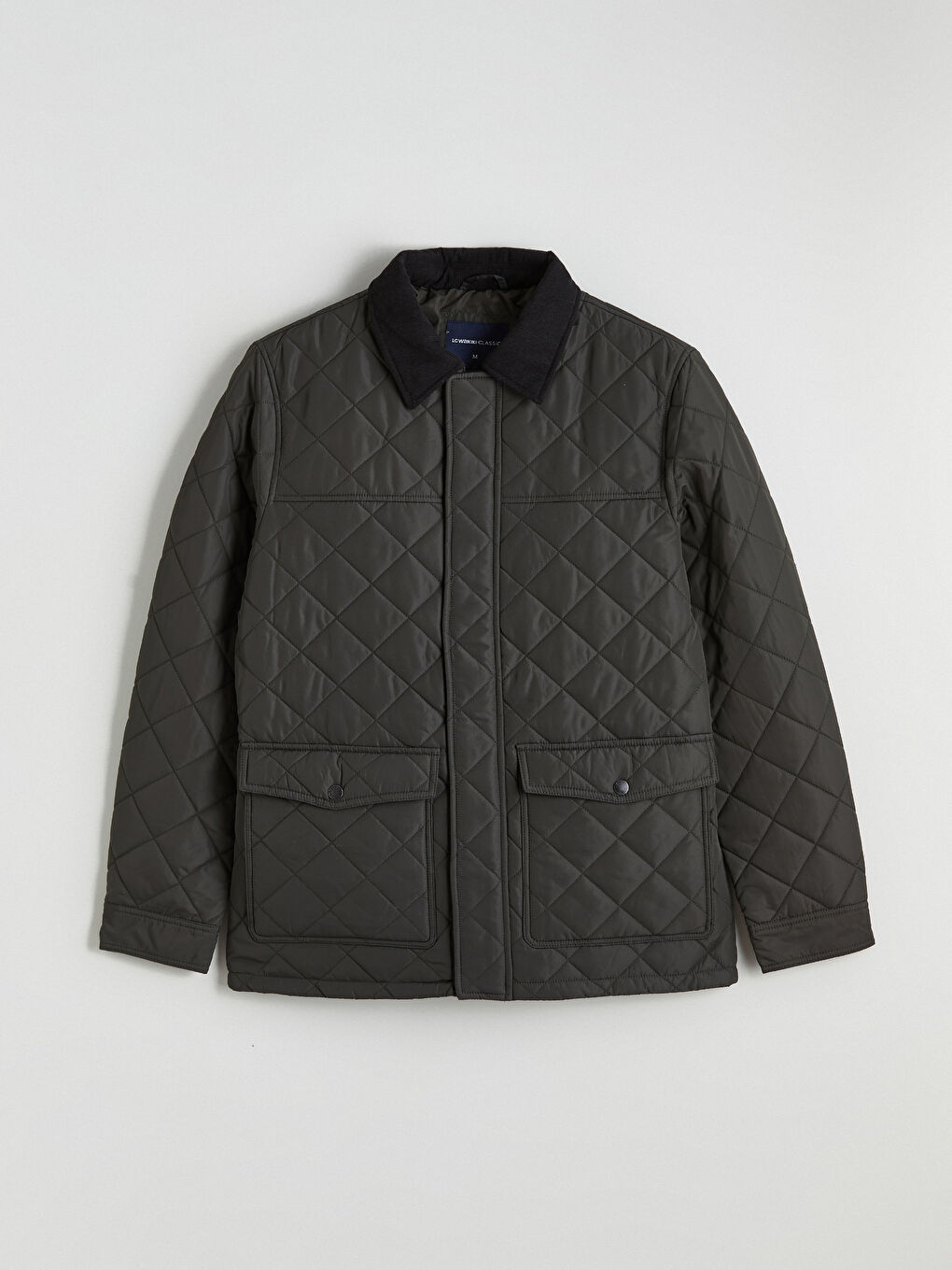 Haki Kadife Yaka Kapitoneli Erkek Mont-6