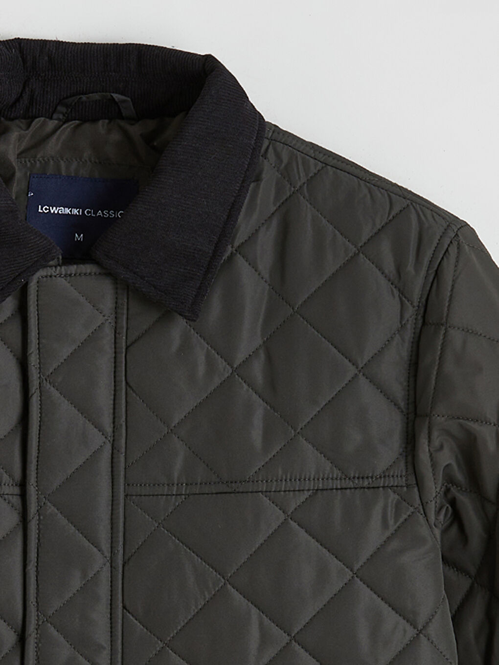 Haki Kadife Yaka Kapitoneli Erkek Mont-7