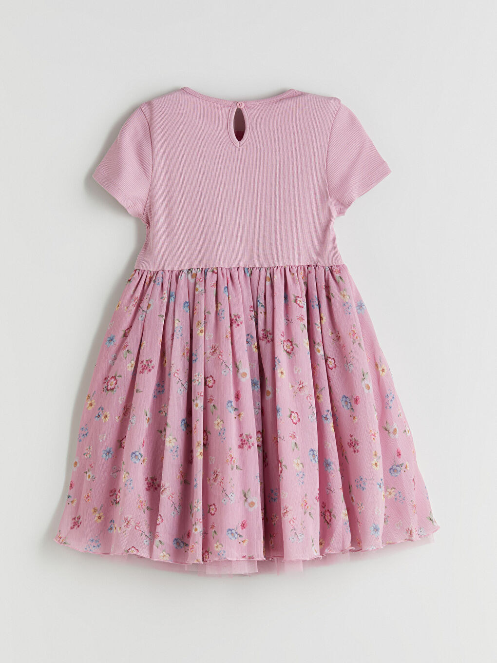 LCW Kids Crew Neck Floral Girls' Ribbed Dress -W54406Z1-G0U