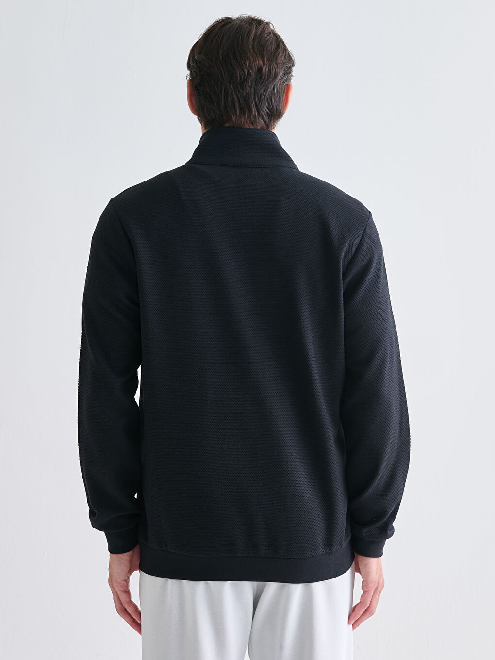 Funnel Neck Long Sleeve Men's Zip-Up Sweatshirt-3