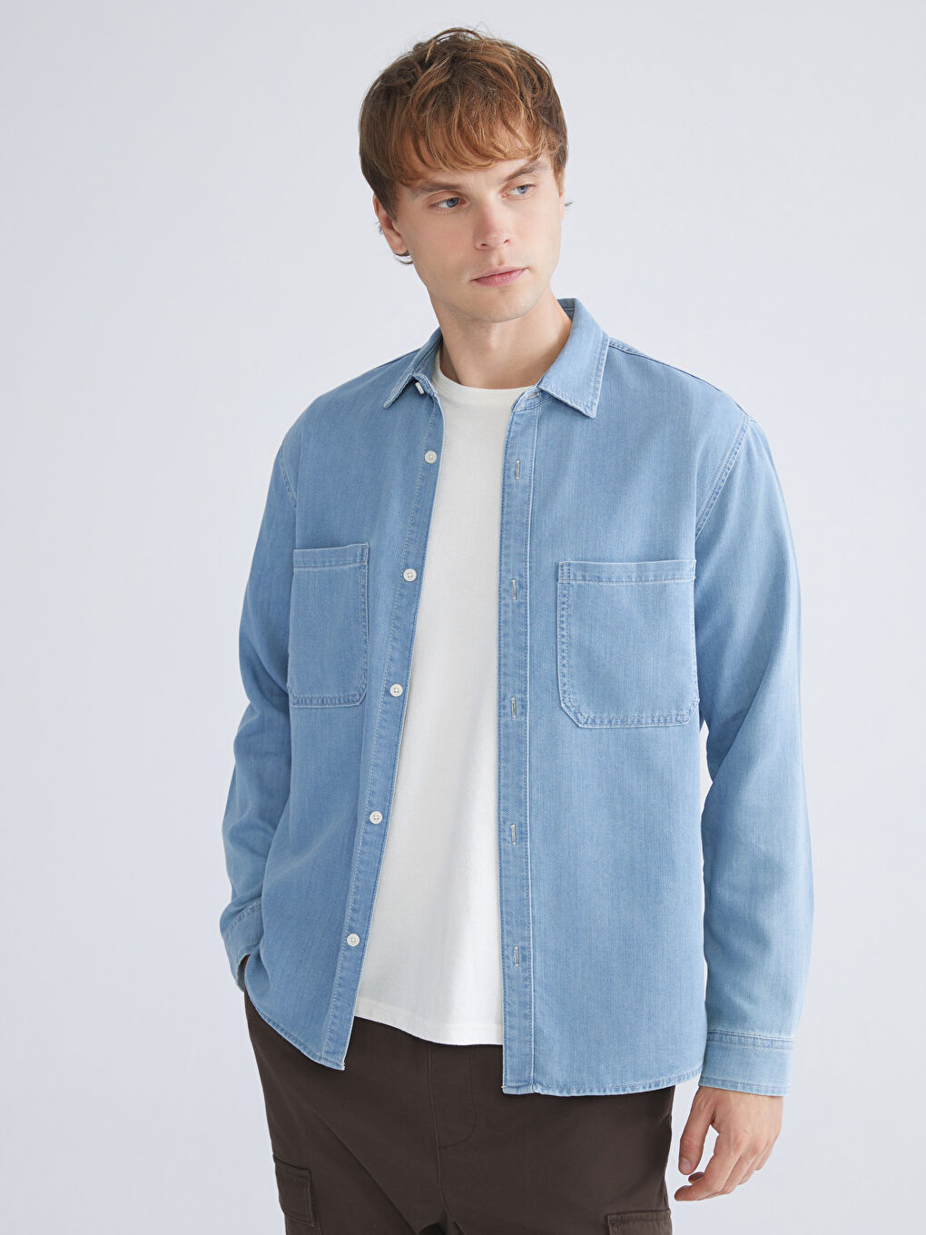 Regular Fit Long Sleeve Men's Denim Shirt