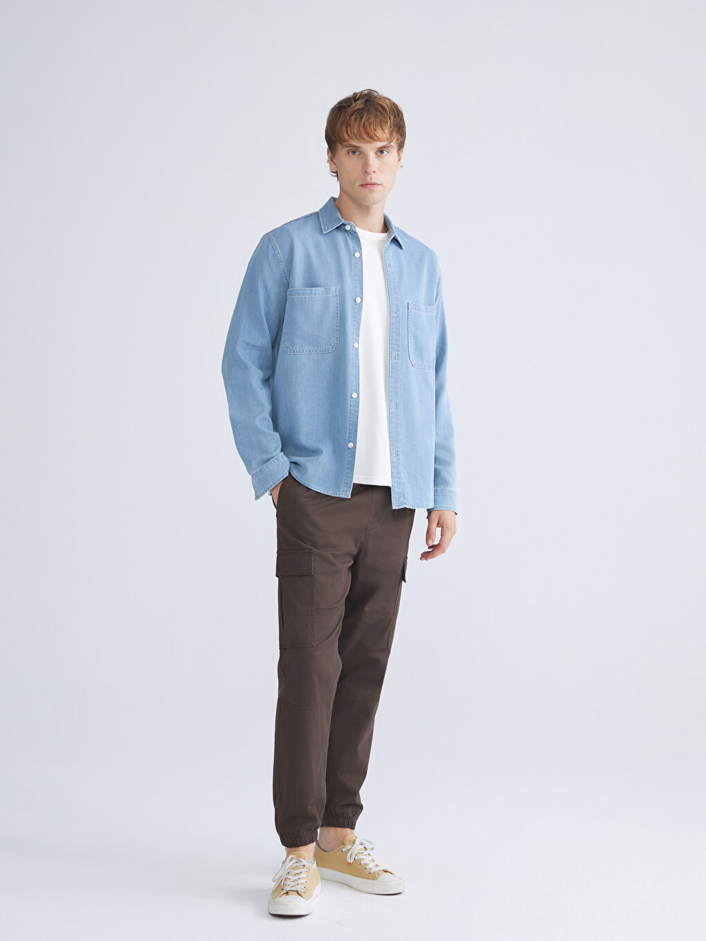 Regular Fit Long Sleeve Men's Denim Shirt-1