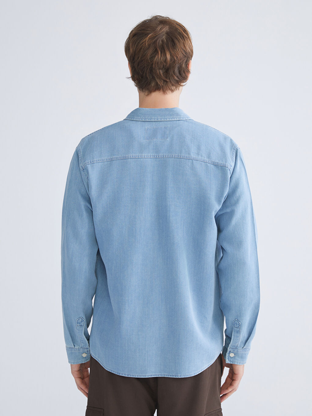 Regular Fit Long Sleeve Men's Denim Shirt-3