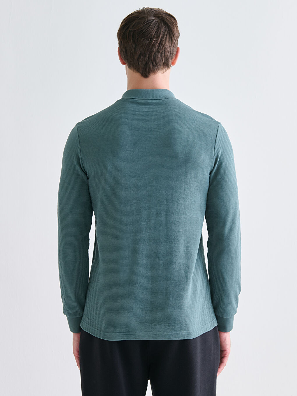 سويت شيرت ياقة بولو كم طويل للرجال-3