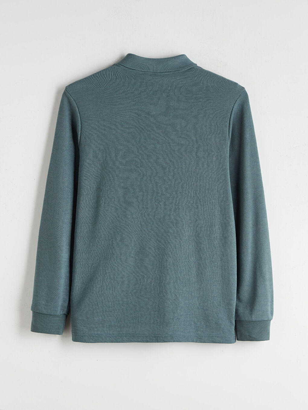 سويت شيرت ياقة بولو كم طويل للرجال-5